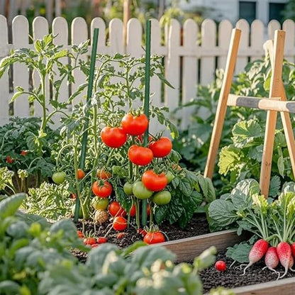 FORUP Garden Stakes, 25 Pack Steel Plant Stakes with Plastic Coating for Climbing Plants, Tomato Eggplant Bean Support, Rust-Resistant Outdoor Garden Stakes (48 Inch)