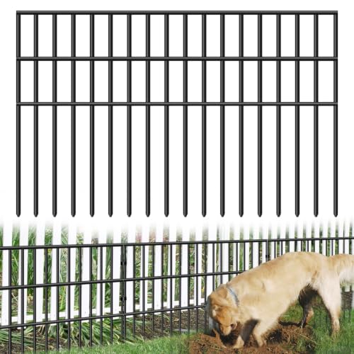 30 ft(L) x 17 in(H) Animal Barrier Fence, 15 Panels No Dig Garden Fence for Dog Rabbit, Rustproof Anti Digging Barrier, Garden Edging Border Ground Defense for Outdoor, Yard, Patio - color: Black, size: 15 Panels, 30ft(L) x 17in(H)