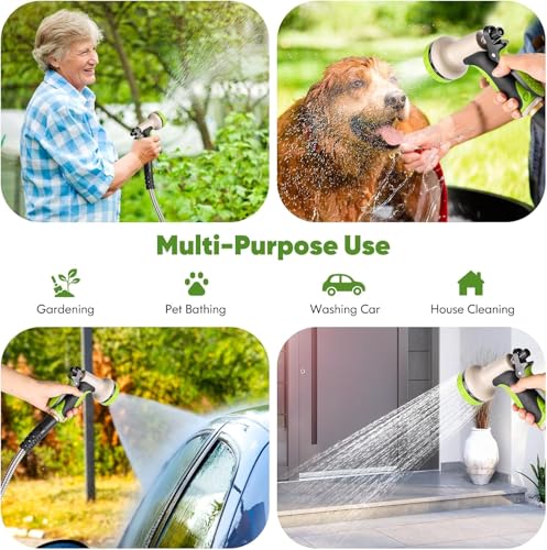 Unywarse Garden Hose 125FT Metal Water Hose with 10 Function Nozzle No-Kink - size: 125ft