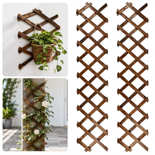 2 Pack Wood Wall Trellis, 11.81 x 70.9 in Wood Lattice Fence Panels