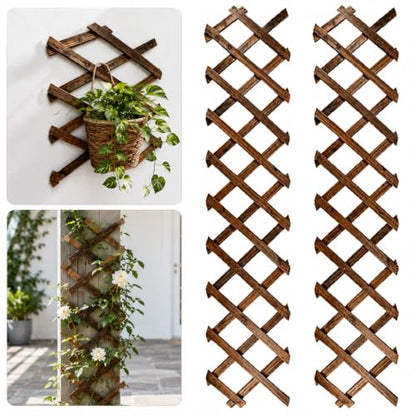 2 Pack Wood Wall Trellis, 11.81 x 70.9 in Wood Lattice Fence Panels