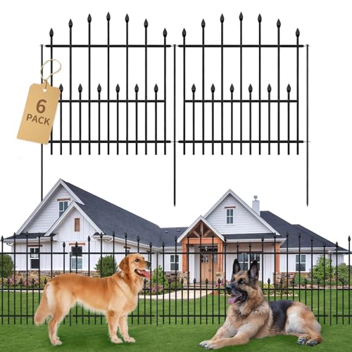 Decorative Garden Fence Outdoor - 40in(H) x 14.5Ft(L) Heavy Duty Metal Garden Decor Fencing Border Animal Barrier No Dig Rustproof for Rabbit Dog Yard & Patio Flower Bed (6 Panels + 7 Stakes) - size: 6 Panels-40in(H) x 14.5Ft(L)