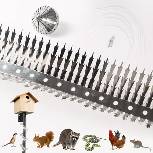 Bird Spikes.Raccoon Snake Deterrent.Squirrel Spikes.Stainless Steel Squirrel baffles for Bird feeders.Anti Climb Spikes Garden Fences.Cat Fence Outdoor Barrier,Pigeon Spikes (40in) - size: 40in
