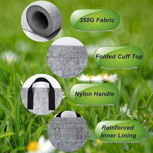 5 Pack 7 Gallon Plant Grow Bags, Aeration Pots for Vegetables, Flowers, Tomatoes herbs Thick Non-Woven Fabric Plant Container 350G Sturdy Handles & Reinforced inner lining Breathable Reusable Durable - size: 7 Gallons
