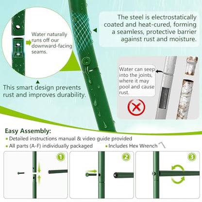 Thickened Rustproof Garden Arch Metal Trellis for Climbing Plants - color: Green