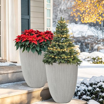 19" Mediterranean Resin Large Outdoor Planters Pot for Plants Flowers - color: 19"h-beige Fluted