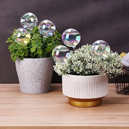 [6 PCS] Light Iridescent Rainbow Gradient Color Clear Glass Self-Watering System Spikes, Automatic Plant Waterer Bulbs - color: Iridescent 6-Pack