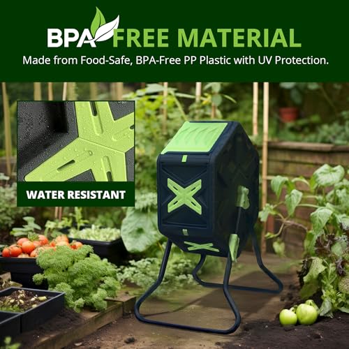 Simply Bio 21 Gallon Outdoor Compost Tumbler Bin – BPA-Free, Rotating Composting Bin for Garden, Yard, and Kitchen Waste, Fast Soil Creation, Weather-Resistant Outdoor Composter with Glove - size: 22-Gallon