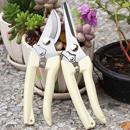 BUGUI Garden Shears Set of 2, Includes 1 Bypass Pruning Shears and 1 Straight Blade Garden Scissors, Sharp, Lightweight - style: Straight+Bypass