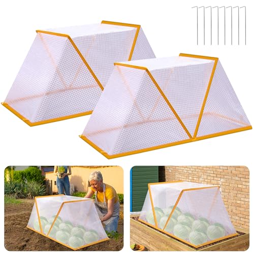 2 Pcs Garden Row Accelerator Plants Cover, 32" x 13" x 14" Foldable Raised Garden Beds Vegetable Rows Plant Protector, Plant Net Cage Guard Greenhouse Cover for Protect Vegetable Fruit from Animal - color: 2 Pcs