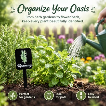 12Pcs Waterproof Acrylic Plant Labels with Stakes for Garden Herb Signs