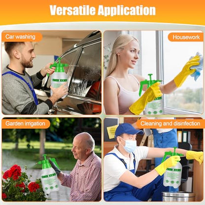 3Pcs 1/2 Gallon Hand Pump Sprayer with Adjustable Nozzle, White & Green - color: Green