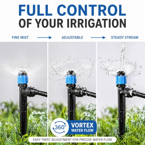 10-Pack Adjustable Watering Spikes, Blue Vortex Drip Emitters with Stakes - color: 10PCS Drip Irrigation Vortex Emitters