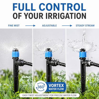 10-Pack Adjustable Watering Spikes, Blue Vortex Drip Emitters with Stakes - color: 10PCS Drip Irrigation Vortex Emitters