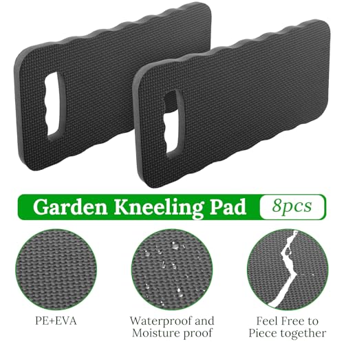 8 Pack Garden Kneeling Pad, Black Thick Foam Knee Pads for Gardening, Waterproof Kneeler Mat for Yoga, Cleaning, Prayer and Exercise, 15.75x6.9x0.63 Inch