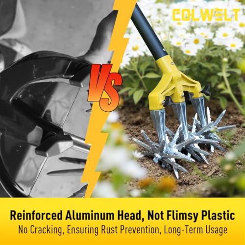 Colwelt Cultivators for Gardening 61’’, Rotary Cultivator Tool, Hand Tiller