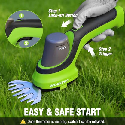 WORKPRO 7.2V 2-in-1 Cordless Hedge Trimmer & Grass Shears - style: Handheld Grass Shear