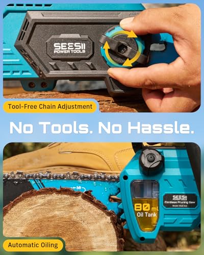 SEESII 40V Electric Chainsaw Cordless 18-Inch with 2 x 5.0Ah Batteries - color: Keppel