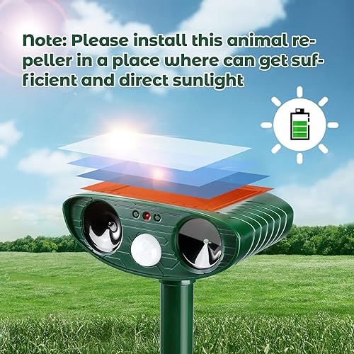 4 Pack Solar Ultrasonic Deer Repellent & Animal Repellent Outdoor