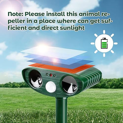 4 Pack Solar Ultrasonic Deer Repellent & Animal Repellent Outdoor
