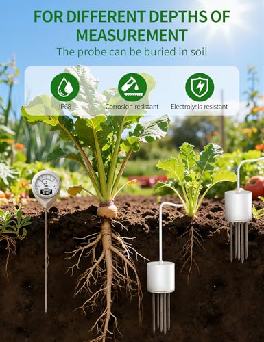 7 in 1 Soil Meter, Digital Soil Test Kit of PH/Sunlight/Fertility/Soil & Air Temp, Humidity Meter for Indoor & Outdoor Plant, Growing Environment Tester with Large LCD Display for Farm, Garden & Lawn