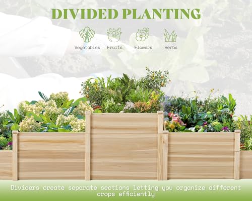 AMERLIFE 3-Tier Raised Garden Bed, 28 Inch Depth Fir Wood Planter Box for Outdoor Gardening with Dividers, Tool-Free Assembly, Garden Box, Ideal for Vegetables, Herbs, Flowers - size: 7.7 x 7.5 x 2.36 ft