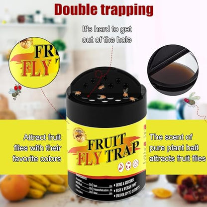 Glovv 2 Pack Fruit Fly Trap for Indoor & Kitchen Use, Reusable Gnat Trap & Fly Catcher with Plant Based Bait, Fruit Fly Killer for House, Fies Liquid Attractant