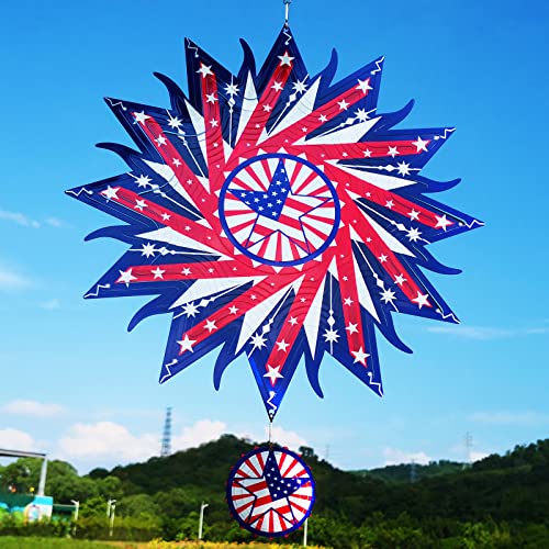 DJUAN 12in American Flag Patriotic Wind Spinner Gifts for Men Dad - color: 3-american Flag