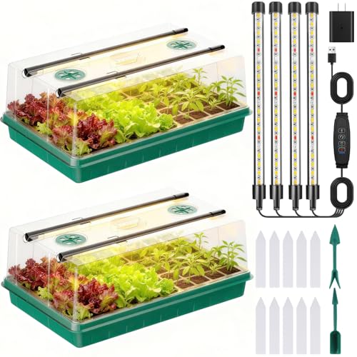 Seed Starter Trays with Grow Lights, Grow Lights for Seed Starting Kit, Timming Set, Indoor Plant Growing Kit for Gardeners, Germination Trays Kits, Gardening Gifts for Women, Mom Gifts - size: 120 Cells
