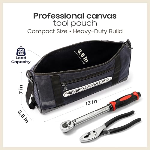 HAWKRY Heavy Duty Canvas Tool Bag – Waterproof Canvas Zipper Pouch, Garden Tool Bag, Construction Bags Heavy Duty, Small Zipper Pouch, Motorcycle Tool, Multipurpose Fishing Bag - color: Blue