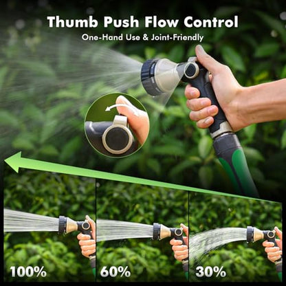 RESTMO Water Hose Nozzle Heavy Duty, Adjustable Hose Sprayer Thumb Control - color: Black