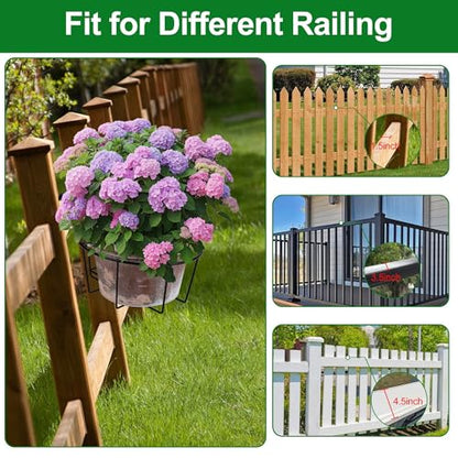 Hanging Railing Planter, Fit 1.5” to 4.5” Rail Fence Deck, 3 Pack