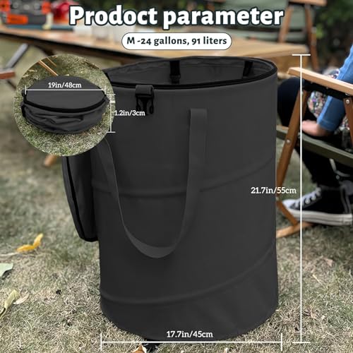 Pop up Camping Trash bin with lid,Collapsible Garden can(2Pcs-Black) - color: 2-Black