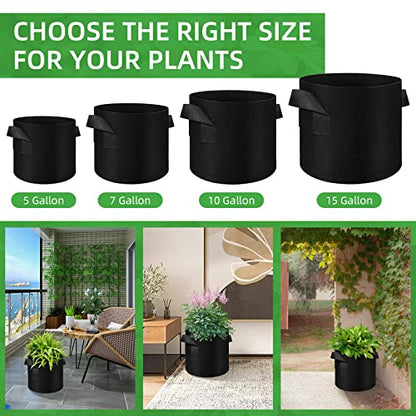 50 Pack 10 Gallon Plant Grow Bags, Breathable Felt Non-Woven Aeration Fabric Plant Grow Pots, Garden Planting Containers for Nursery Vegetable Flower Grow Bags with Handles (15.7x11.8inch) - size: 10 Gallon