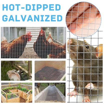 Hardware Cloth Metal Wire Mesh Roll 4in X 20ft Chicken Wire Fence Hot Dipped Galvanized Welded Wire Fencing Fine Mesh for Handicraft Making Animal Barrier and Garden