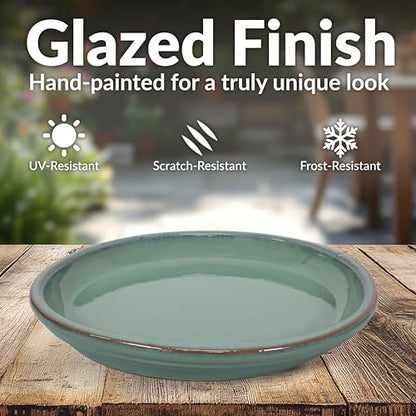 Sunnydaze 12" Ceramic Plant Saucers for Planters, 2pk, Seafoam - color: Seafoam, size: 12 in