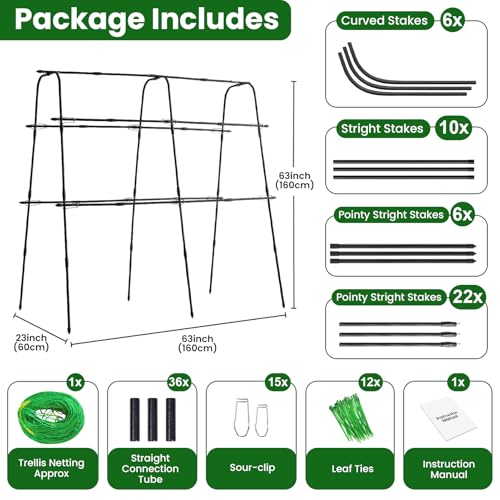 63x63 Cucumber Trellis for Raised Garden Bed, Black - size: 63" x 16" x 63"