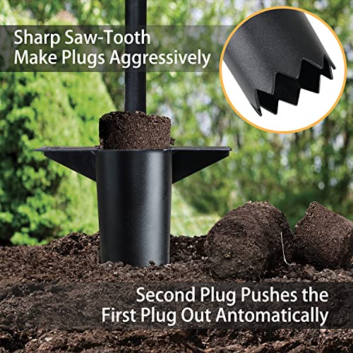 Jardineer Bulb Planter Tool, Long Handle Sod Plugger with Serrated Base, Automatic Soil Releasing Small Bulb Transplanter for Tulips, Daffodils, Lily - color: silver set