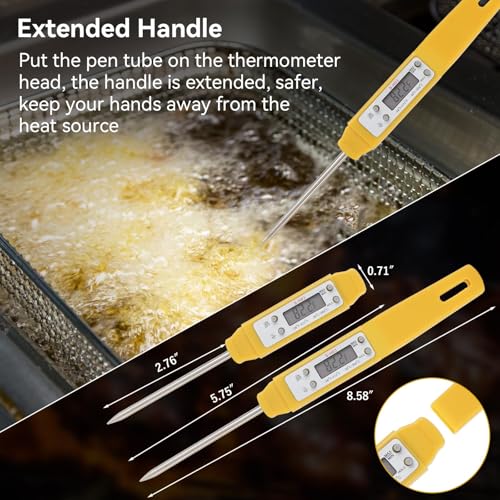 Akozon Digital Food Thermometer Automatic Calibration Pen High Accuracy Electronic Pocket Thermometer Yellow Home and Family Appliance and Decor - color: Yellow