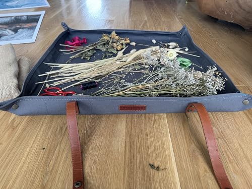 Plant Repotting Mat for Indoor Garden, Thickened Canvas Plant Transplanting Mat Waterproof, Portable Foldable Gardening Mat for Potting Soil Mess Control, Brass Snaps Leather trim (GRAY, 30 X 30) - color: Grey