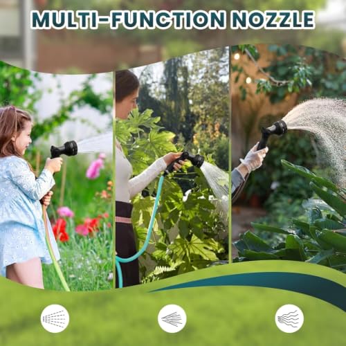 Garden Hose Nozzle,Water Hose Sprayer Thumb Control with 10 Spray Patterns - color: Black