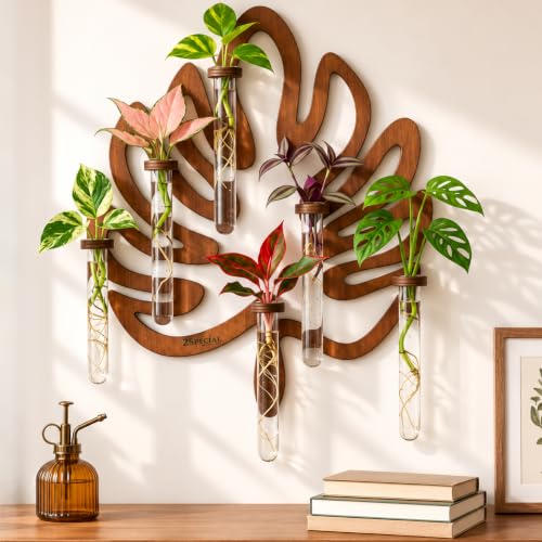 Leaf-Shaped Plant Hanging Propagation Stations with 6 Glass Vases & 1 Spare