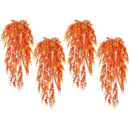 RECUTMS 4Pcs Artificial Fall Lavender Hanging Plants Autumn Outdoor Decor - color: Sunset