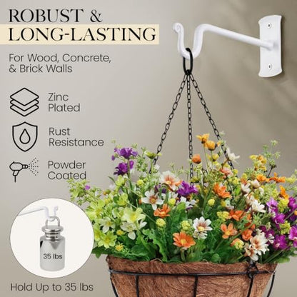RTZEN Plant Hangers Outdoor or Indoor Heavy Duty Wall Bracket Hooks - size: 7.5 Inch, style: Shepherds Hooks - W