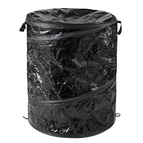 Collapsible Trash Can - 44-Gallon Portable Garbage Can Outdoor Bin with Zippered Lid for RV, Camping, Parties, or Yard Waste by Wakeman (Black) - color: Black, size: 44-Gallon