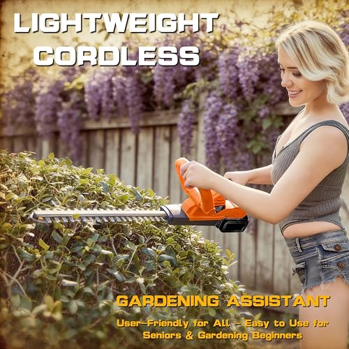 IRONFIST Cordless Hedge Trimmer, Compatible with DEWALT 20V MAX Batteries, 20" Brushless Electric Hedge Cutter, Lightweight & Portable for Hedges, Shrubs and Bushes (Battery Not Included)