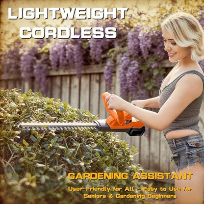 IRONFIST Cordless Hedge Trimmer, Compatible with DEWALT 20V MAX Batteries, 20" Brushless Electric Hedge Cutter, Lightweight & Portable for Hedges, Shrubs and Bushes (Battery Not Included)