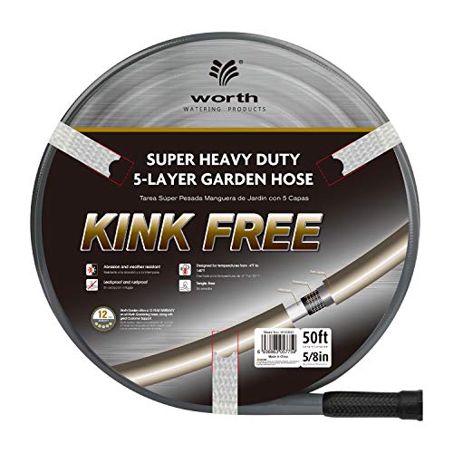 Worth 50 ft Gray PVC Garden Hose 5/8”, Male to Female Fittings - size: 5/8 in. x 50 ft.
