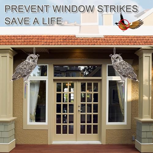 Owl to Scare Animals, 5 Pack Hanging Effective Owl Control Device to Keep Animals Pigeon Woodpecker Away from Outdoor Garden Yard - color: Grey-5