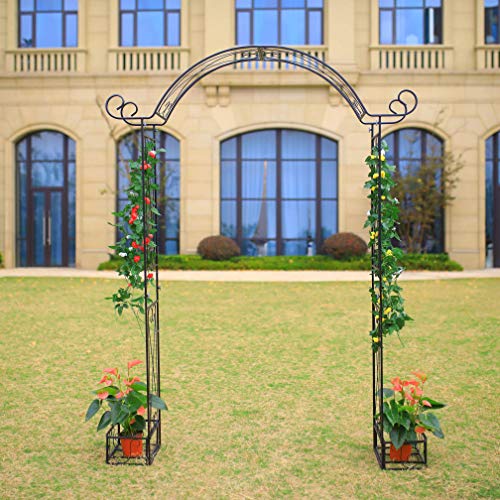Steel Garden Arch, 7'1" High x 5'1" Wide, Garden Arbor for Various Climbing Plant, Outdoor Garden Lawn Backyard - size: 7'1''x5'1''